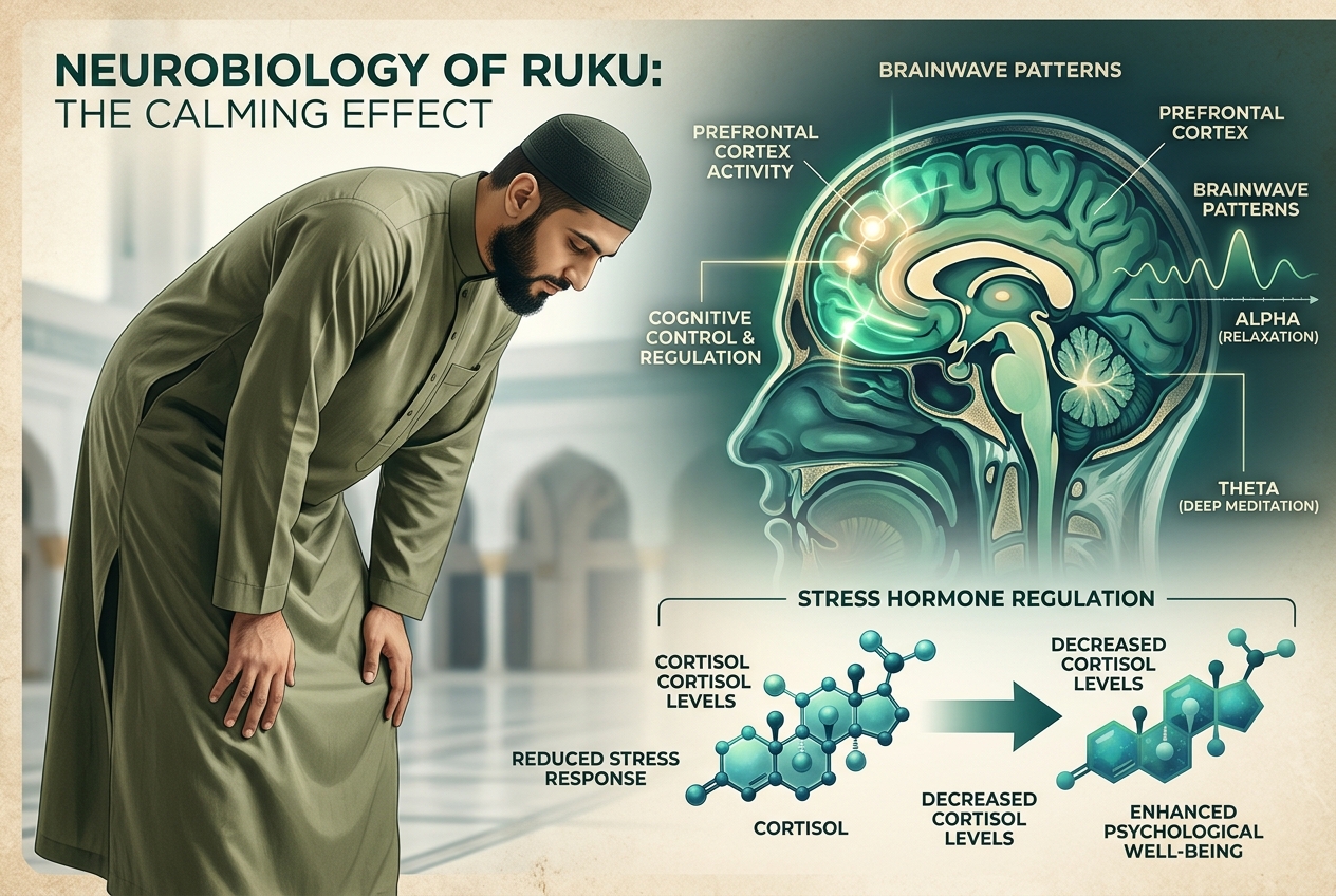 Scientific visualization of how Ruku posture activates the prefrontal cortex and regulates the stress response